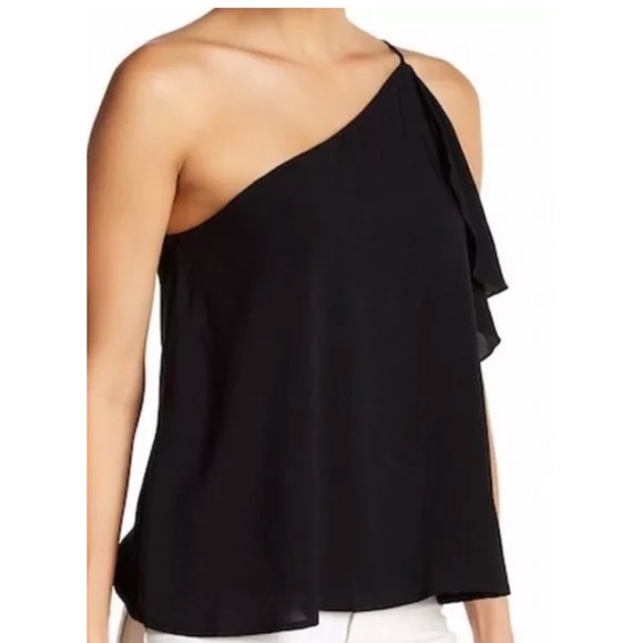 CAD Tops - CAD black one shoulder ruffled blouse shirt 5508